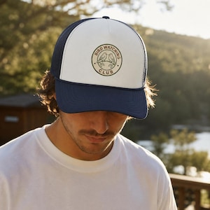 Bird Watching Club Trucker Hat | Embroidered Birding Patch Cap, Mesh Back Snapback, Gift for Birdwatchers & Nature Lovers