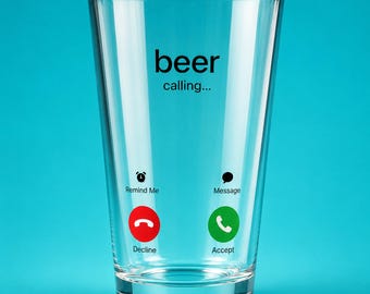 Vaso de pinta con diseño divertido "Beer is Calling" / 473 ml (16 oz), ideal como regalo para papá, esposo o tío.