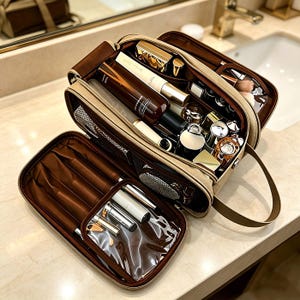 Large Capacity Makeup Bag, Luxury Travel Toiletry Bag, Portable Multi-functional Cosmetic Storage Bag With Handle