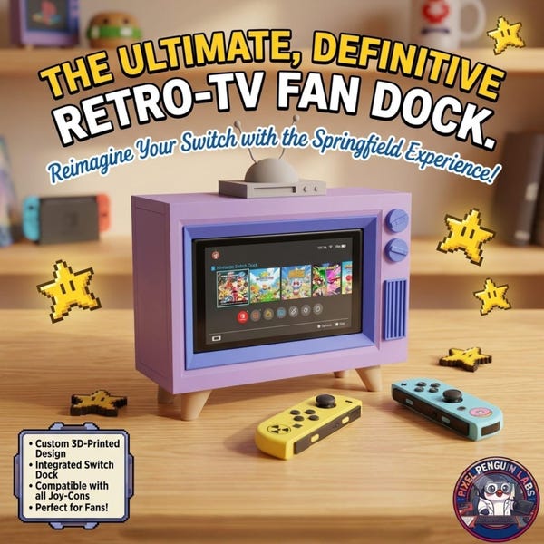 The Ultimate Simpsons Retro TV Nintendo Switch Dock & Storage Organizer