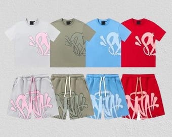Conjunto unisex de camiseta y shorts con logo Syna World - Conjunto de ropa urbana oversize a juego - Camiseta deportiva de verano con estampado estético Y2K