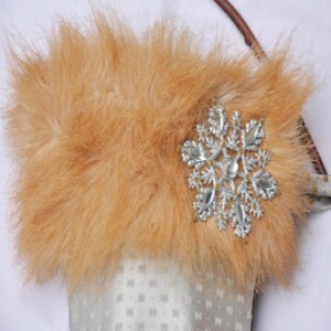 Faux Fur Jeweled Cavalier Christmas Stocking &quot;Cathrine the Great &quot;