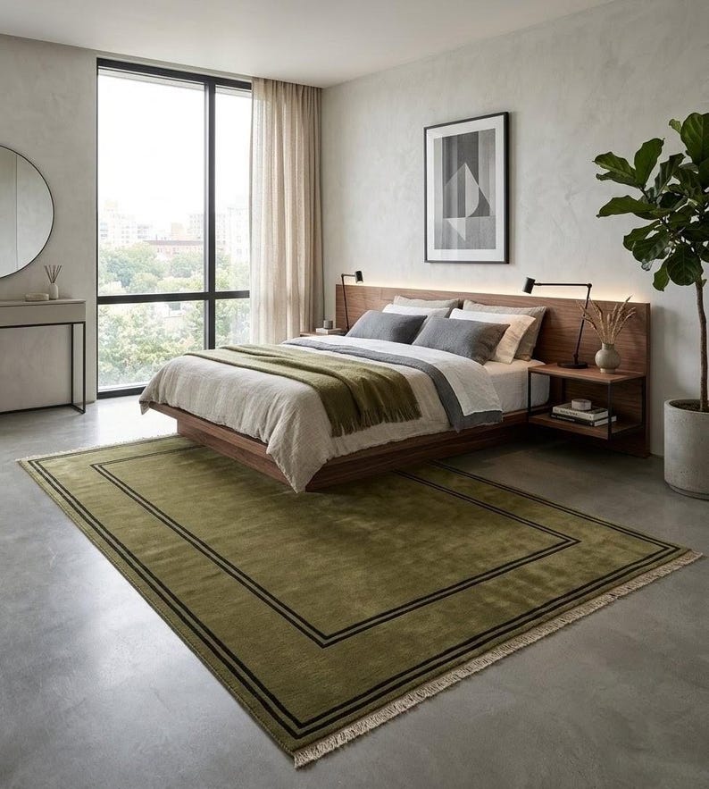 Deco Design Rug Vintage Style Art Deco Chinese Peking Rug -9x12 Hand-knotted Moss Green ...
