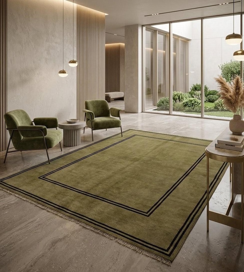 Deco Design Rug Vintage Style Art Deco Chinese Peking Rug -9x12 Hand-knotted Moss Green ...
