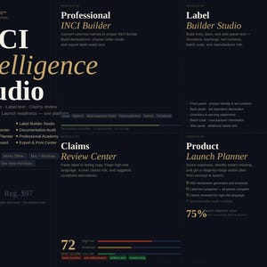 INCI Label Software for Skincare Makers — Cosmetic Labeling Tool, Ingredient List Builder, Product Launch Planner Digital Download
