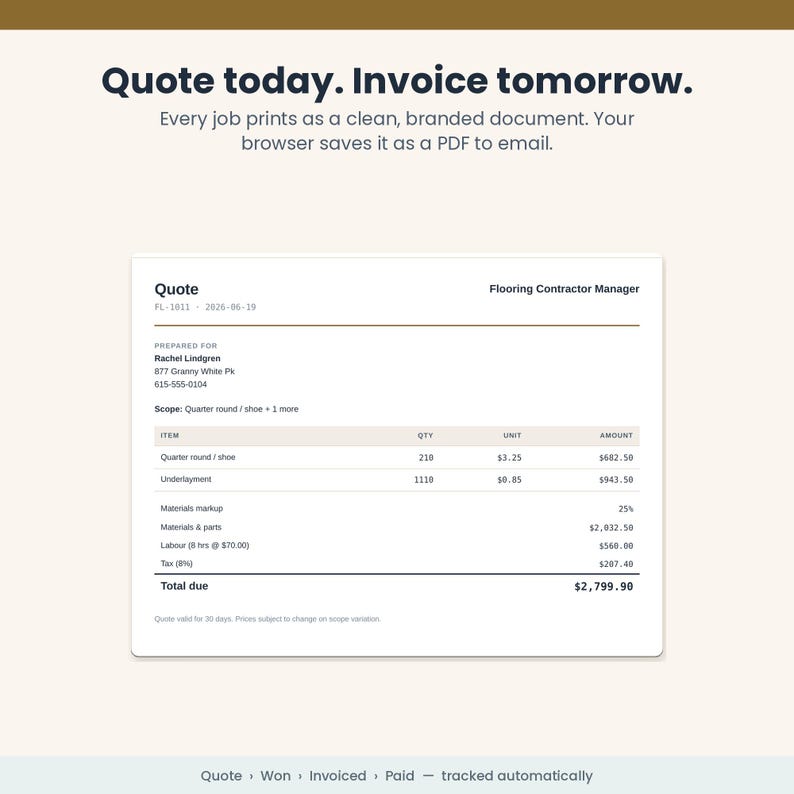 Jobber Invoioce Example Flooring Estimate Template Installer Invoice Software App | Floor Job ...