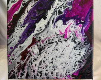 Barbie Chose Violence_Original Abstract Acrylic Painting | Hot Pink, Purple, Black & White Wall Art | Bold Modern Canvas | Handmade Artwork