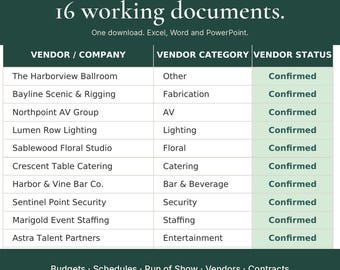 Event Planning Kit | Complete Event Production System, 16 Excel & Word Templates