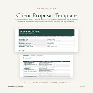 Sjabloon voor een klantvoorstel | Voorstel voor een evenementenplanner, werkomschrijving, tijdschema, investerings- en betalingsschema | Bewerkbaar Word-bestand