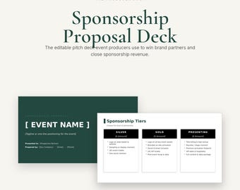Bewerkbaar presentatiepakket voor sponsorvoorstellen voor evenementen | Pitchdeck PowerPoint (digitale download)