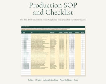 Event Checklist Spreadsheet | Event Planning Checklist Excel with Automatic Deadlines, Owner Column and Phase Dashboard | 37 Tasks