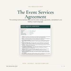 Szablon umowy o świadczenie usług eventowych | Edytowalna umowa (dokument Word)