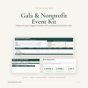 Gala-Event-Kit für gemeinnützige Organisationen | Budget, Zeitplan, Ablaufplan (Digitaler Download)