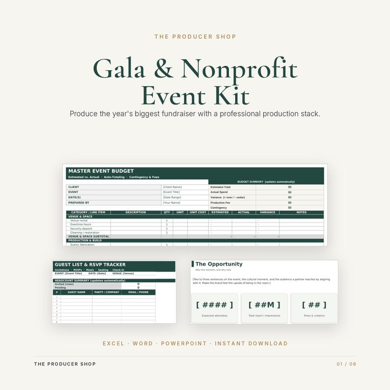 Gala Nonprofit Event Kit | Budget, Timeline, Run of Show (Digital Download) image 1