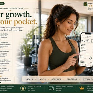 Self Improvement App Pennywise Growth OS Habit Tracker Daily Journal Goal Planner Personal Growth Mindset Digital Planner Web App