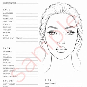 Bridal Makeup Face Chart Template: Wedding Artist Consultation Sheet (Instant Download)