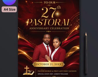 Pastoral Anniversary Flyer Template, Church Anniversary Flyer, Editable Canva Church Flyer, Pastor Anniversary Invitation,