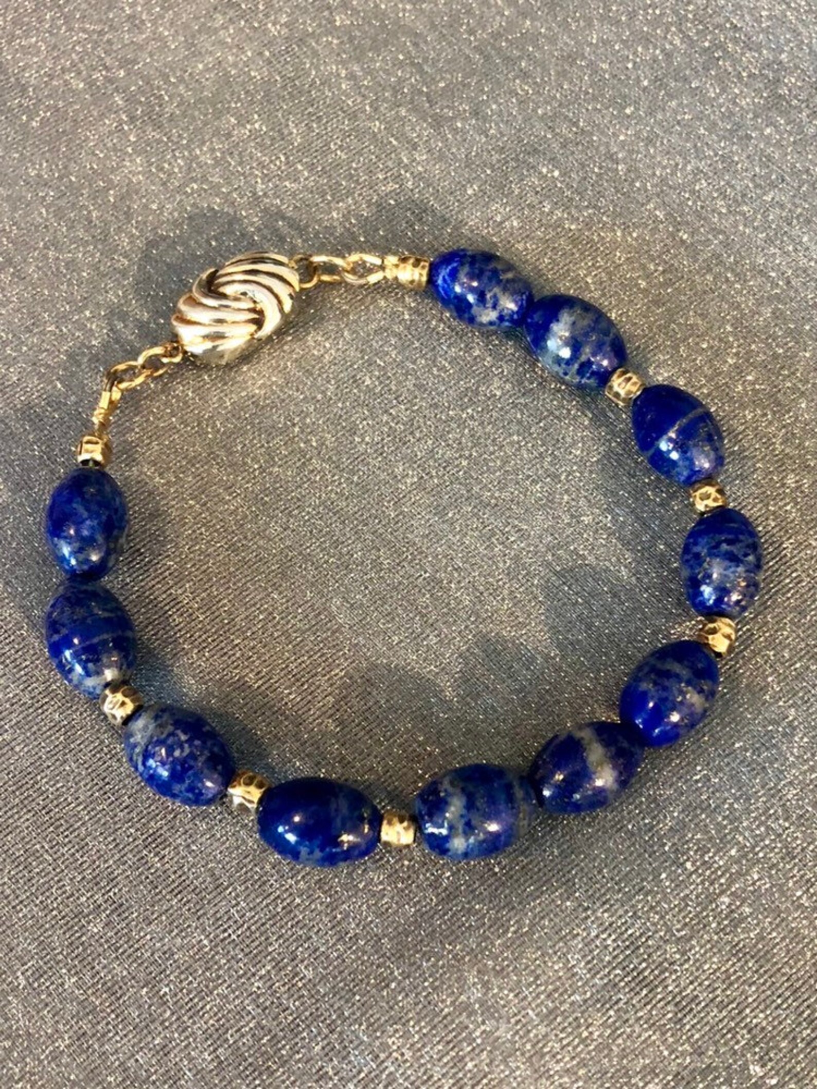 Blue lapis bracelet with tab insert clasp Etsy