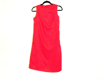 1990s Solid Red Dress, Sleeveless Dress, Cotton Dress, Womens Dress, Size 8, Size 6, Work Wear, Evening Wear, Party Wear