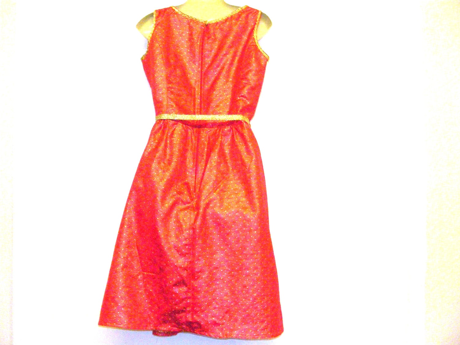 Womens Red and Gold Dress Circle Dress Rockabilly Dress Etsy UK