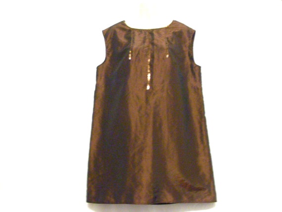1960s Sequin Mini Dress: Brown Taffeta Sleeveless Shift - Etsy 1960s Sequin Mini Dress: Brown Taffeta Sleeveless Shift - Etsy