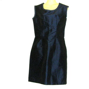 1950s Inspired Navy Taffeta Wiggle Dress - Handmade Pencil Dress