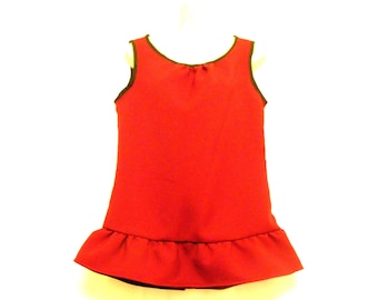 1960s Cranberry Peplum Top: Handmade Vintage-Inspired Cotton Fitted Top