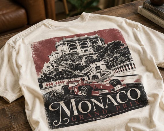 Monaco Grand Prix Vintage Racing Tee | Retro Formula 1 Motorsport Shirt | Formula One Gift | Casual Vintage Tee | Vintage Gift