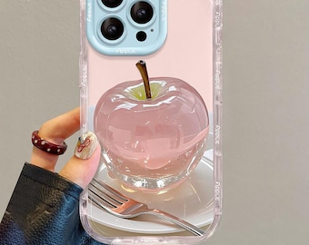 Capa brilhante 3D Crystal para iPhone, com armação de lente em contraste de cores pastel, capa de gel à prova de choque para iPhone 17/16/15/14/13 Pro Max.