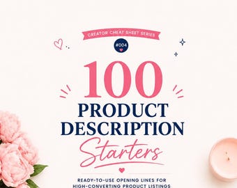 100 Product Description Starters | Copywriting Guide | Product Listing PDF | Digital Download