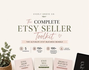 Ultimate Etsy Seller Bundle | 5 Workbooks | 150+ Printable Pages | Digital Business Planner PDF