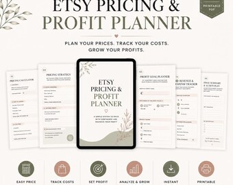 Etsy Pricing Planner | Profit Tracker | Revenue & Expense Workbook | Digital Download