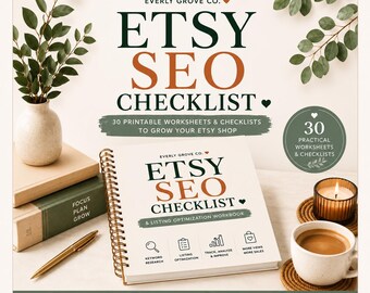 Etsy SEO Checklist & Workbook | Listing Optimization Planner | Keyword Research | Instant Download