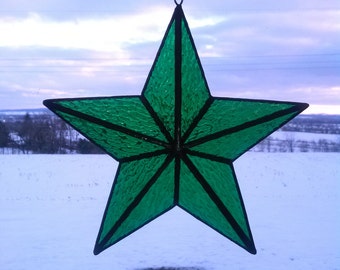 3D stained glass star in GREEN