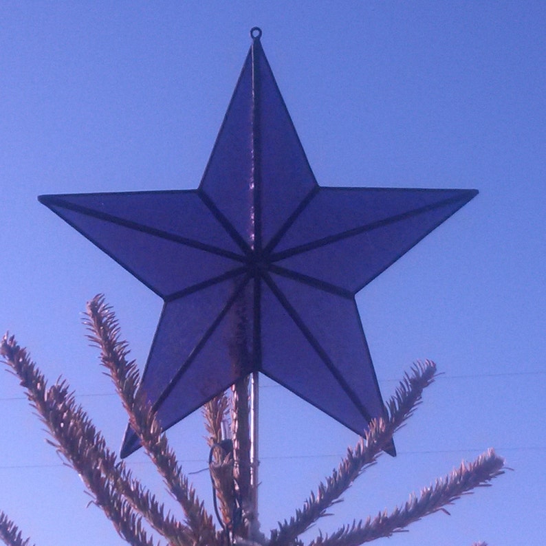Stained glass Christmas tree topper in BLUE Etsy