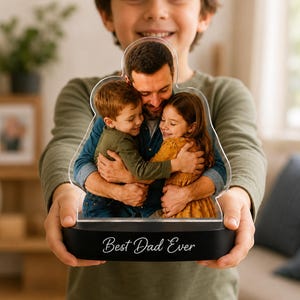Placa acrílica personalizada con foto para papá, regalo personalizado para el Día del Padre, recuerdo fotográfico para papá, regalo de cumpleaños de hija o hijo, decoración para el escritorio de papá