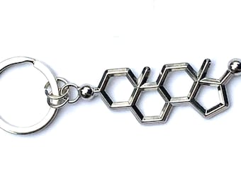 Testosterone molecule key chain