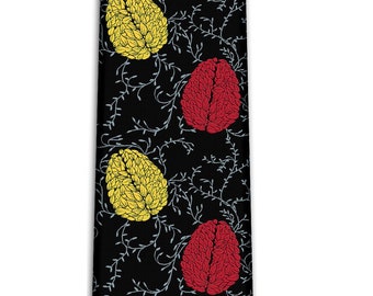Brain tie Yellow and Red brain flower tie psychology neuroscience tie