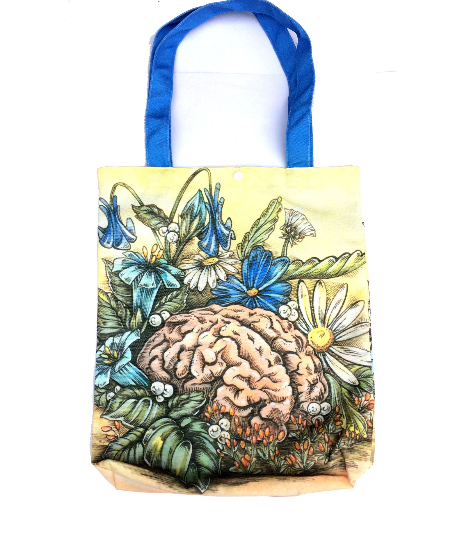 Brain Pattern Print Leather Tote Bag main image 1