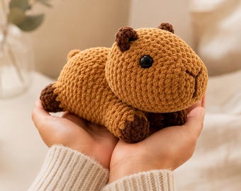 Capybara Crochet Pattern PDF, Amigurumi Plush Beginner Friendly, Chenille Stuffed Animal, Instant Download, Kawaii Plushie, Baby Gift Idea
