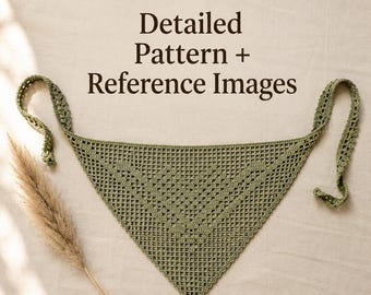 Crochet Bandana Pattern | Filet Mesh Hair Scarf | Easy Beginner Headscarf | Instant Download | Boho Triangle Bandana Crochet Pattern