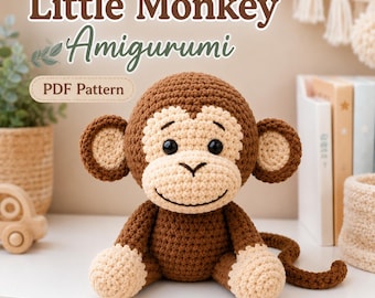 Little Monkey Crochet Pattern PDF | Amigurumi Monkey Pattern | Plush Monkey Toy Crochet Tutorial | Stuffed Animal Pattern | Instant Download