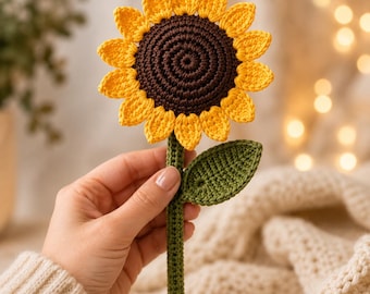 Crochet Sunflower Pattern pdf, Sunflower Applique Crochet Pattern, Handmade Accessories Gift, Crochet Flower Digital Download