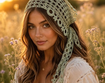 Crochet Bandana Pattern PDF | Boho Hair Scarf | Festival Bandana | Beginner Crochet Pattern | Crochet Kerchief Pattern | Instant Download