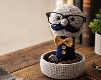 Dad Eyeglass Holder Crochet Pattern PDF, Father’s Day Crochet Gift, Crochet Organizer Pattern, Glasses Stand Pattern, Beginner Crochet PDF
