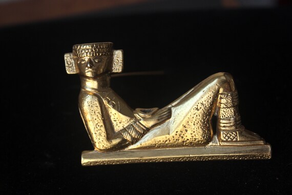 Vintage French  M. Buffet  large Chac Mool gold p… - image 2