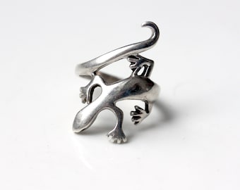 Sterling Silver Ring Lizard Gecko Reptilian size 6.5