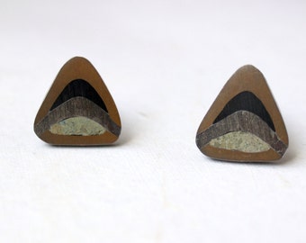 1960s Mexican sterling silver mixed metal cufflinks signed HAB abstract modern modernist