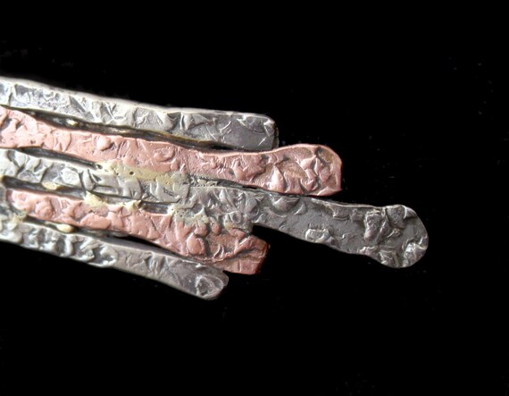 1970s French brutalist brooch mixed metal abstrac… - image 7