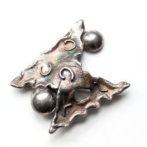 1980er Jahre Postmoderne Memphis Sterling Silber Brosche Anstecknadel abstraktes Grafikdesign skulpturale moderne Kunst